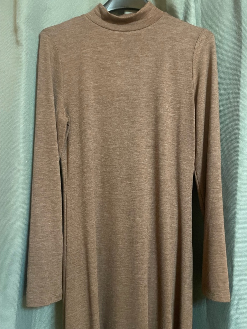 Zara Taupe Knit Mock Neck Midi Sweater Dress - Size Large - Picture 5 of 7